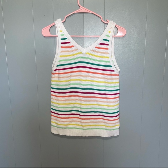 Loft Rainbow Button Down Knit Sleeveless Sweater Tank Top Small - Picture 6 of 6
